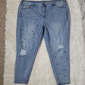 Lane Bryant Pearl Embellished Ankle Skinny Jeans